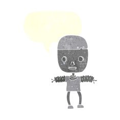 cartoon robot with speech bubble N175