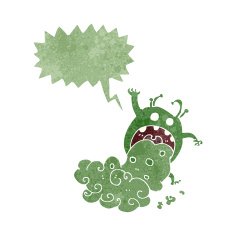 cartoon gross monster being sick with speech bubble N10