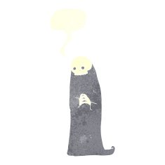 cartoon halloween ghoul with speech bubble N9