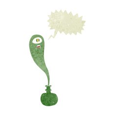cartoon halloween ghost in bottle with speech bubble N18