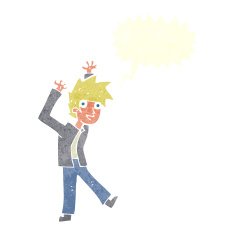 cartoon excited boy with speech bubble N139