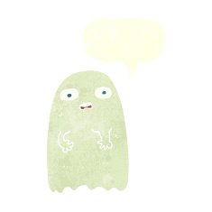 funny cartoon ghost with speech bubble N86