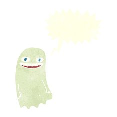 funny cartoon ghost with speech bubble N89