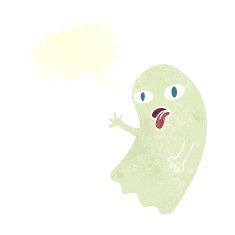 funny cartoon ghost with speech bubble N90