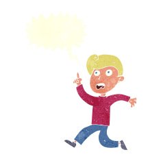 cartoon boy panicking with speech bubble N28