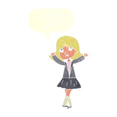 cartoon unhappy girl with speech bubble N18