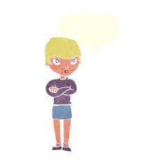 cartoon annoyed woman with speech bubble N169