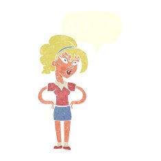 cartoon woman with hands on hips speech bubble N203