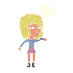 cartoon woman playing it cool with speech bubble N10