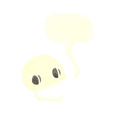 cartoon spooky skull with speech bubble N141