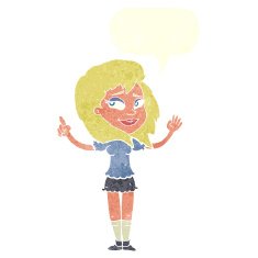 cartoon woman with idea speech bubble N235