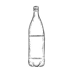Vector Single Sketch Plastic Bottle of Water N3
