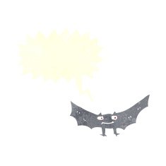 cartoon spooky vampire bat with speech bubble N6
