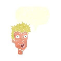 cartoon man sticking out tongue with speech bubble N29