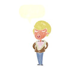 cartoon cool relaxed woman with speech bubble N9
