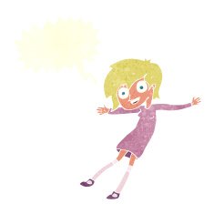 cartoon crazy excited girl with speech bubble N9