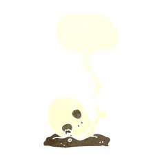 cartoon old bones with speech bubble N2