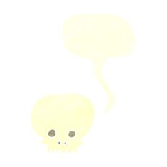 cartoon spooky skull symbol with speech bubble N2
