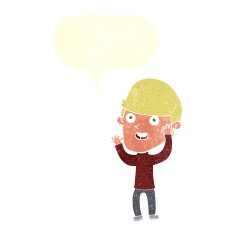 cartoon happy man with speech bubble N431