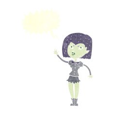 cartoon pretty vampire girl with speech bubble N27