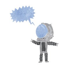 cartoon astronaut with speech bubble N116