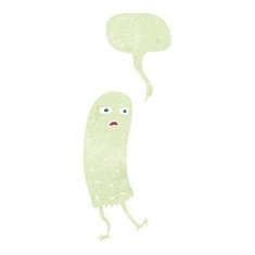 cartoon funny ghost with speech bubble N15