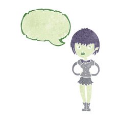 cartoon pretty vampire girl with speech bubble N28