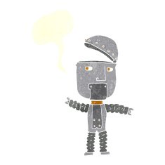 cartoon robot with speech bubble N177