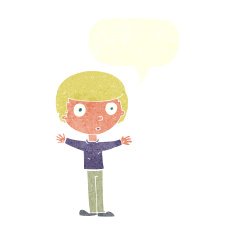 cartoon surprised man with speech bubble N133