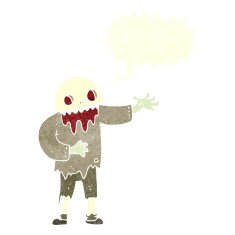 cartoon spooky zombie with speech bubble N10