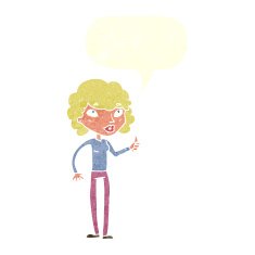 cartoon woman giving thumbs up symbol with speech bubble N62