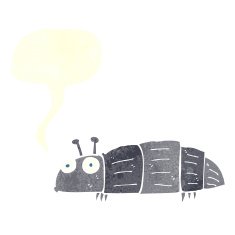 cartoon bug with speech bubble N34