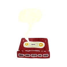 cartoon cassette tape with speech bubble N4