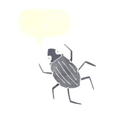 cartoon bug with speech bubble N35