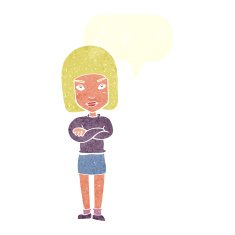 cartoon woman with crossed arms speech bubble N47
