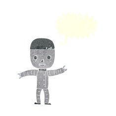cartoon robot with speech bubble N178