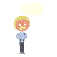 cartoon man with mustache speech bubble N82