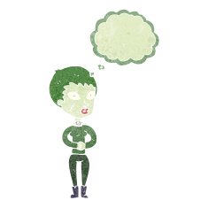 cartoon zombie girl with speech bubble N15