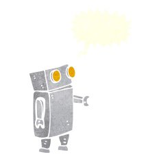 cartoon robot with speech bubble N179