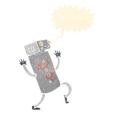 cartoon robot with speech bubble N180