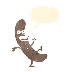 cartoon sausage with speech bubble N16