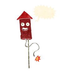 cartoon firework with speech bubble N5