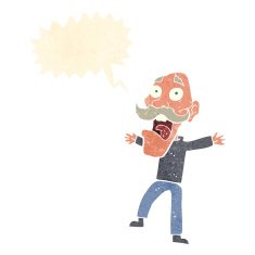 cartoon shocked old man with speech bubble N26