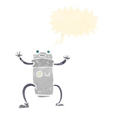 cartoon robot with speech bubble N182