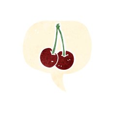 cartoon cherries with speech bubble N2