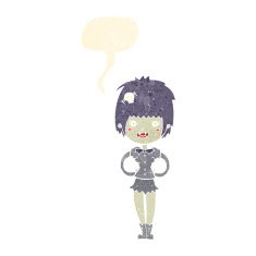cartoon happy vampire girl with speech bubble N37