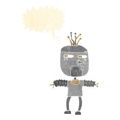 cartoon robot with speech bubble N183