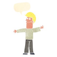 cartoon happy man with speech bubble N433