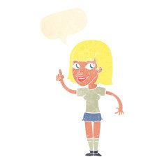 cartoon pretty girl with idea speech bubble N28