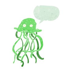 cartoon octopus with speech bubble N29